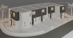 Maisonettes, building project, front and side view