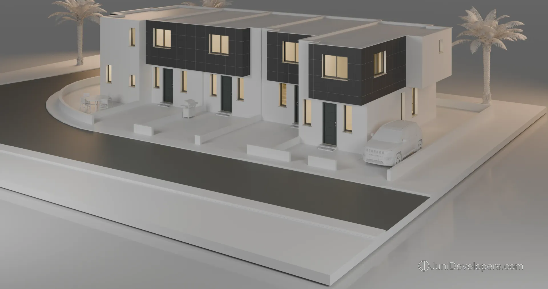 Maisonettes, building design, view from the street