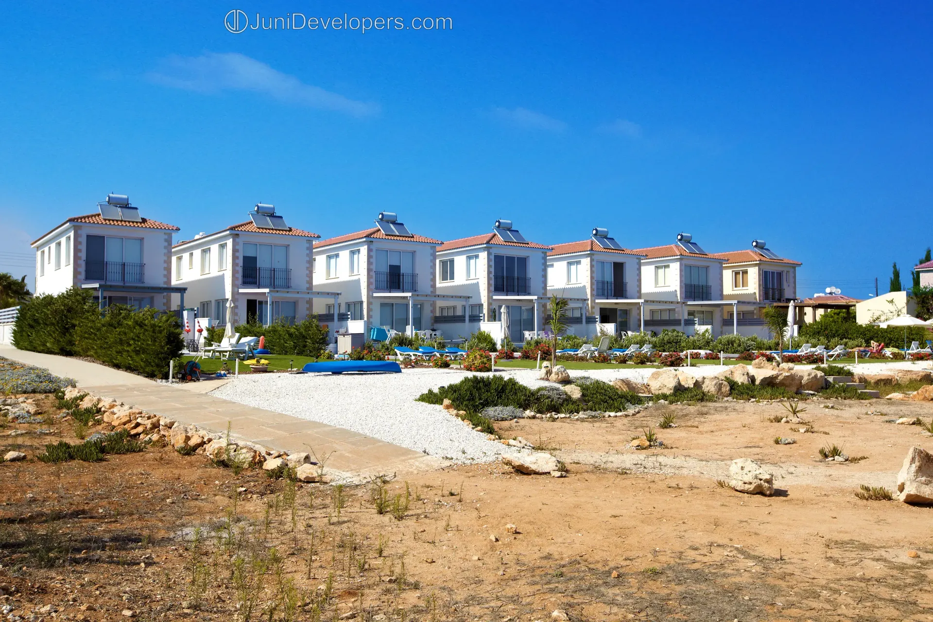 Beachfront villa in Ayia Napa quiet residential area with garden and sandy beach