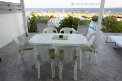 Seafront villa in Ayia Napa resort area with garden and sea-views