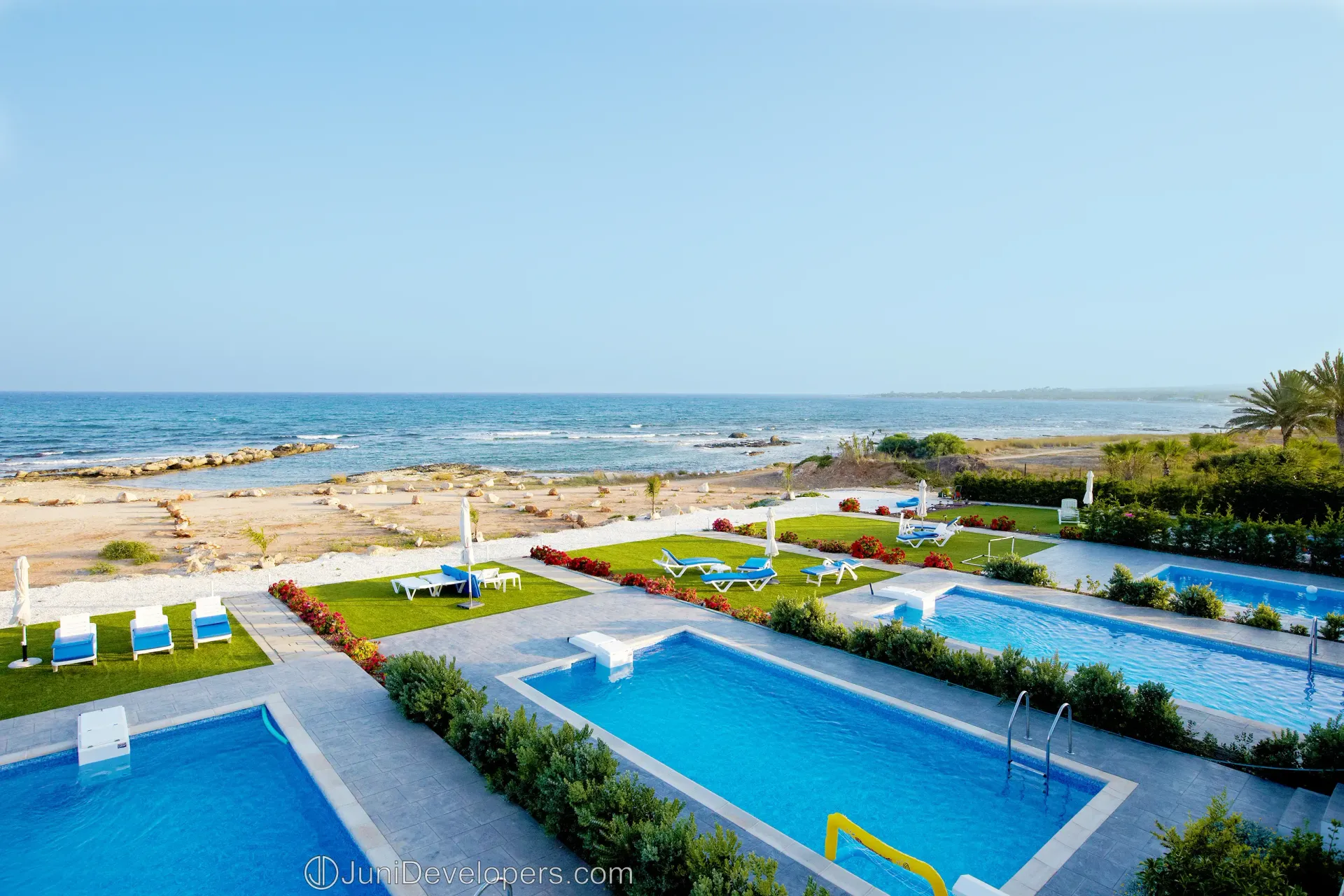 Beachfront villa in Ayia Napa near convenience stores with large swimming pool