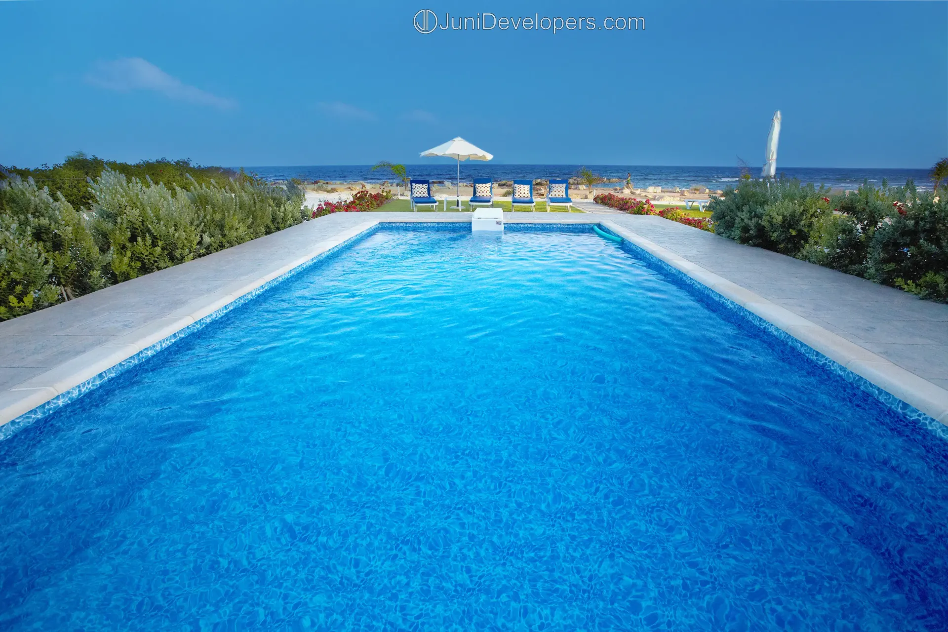 Beachfront villa in Ayia Napa hotel area with large swimming pool