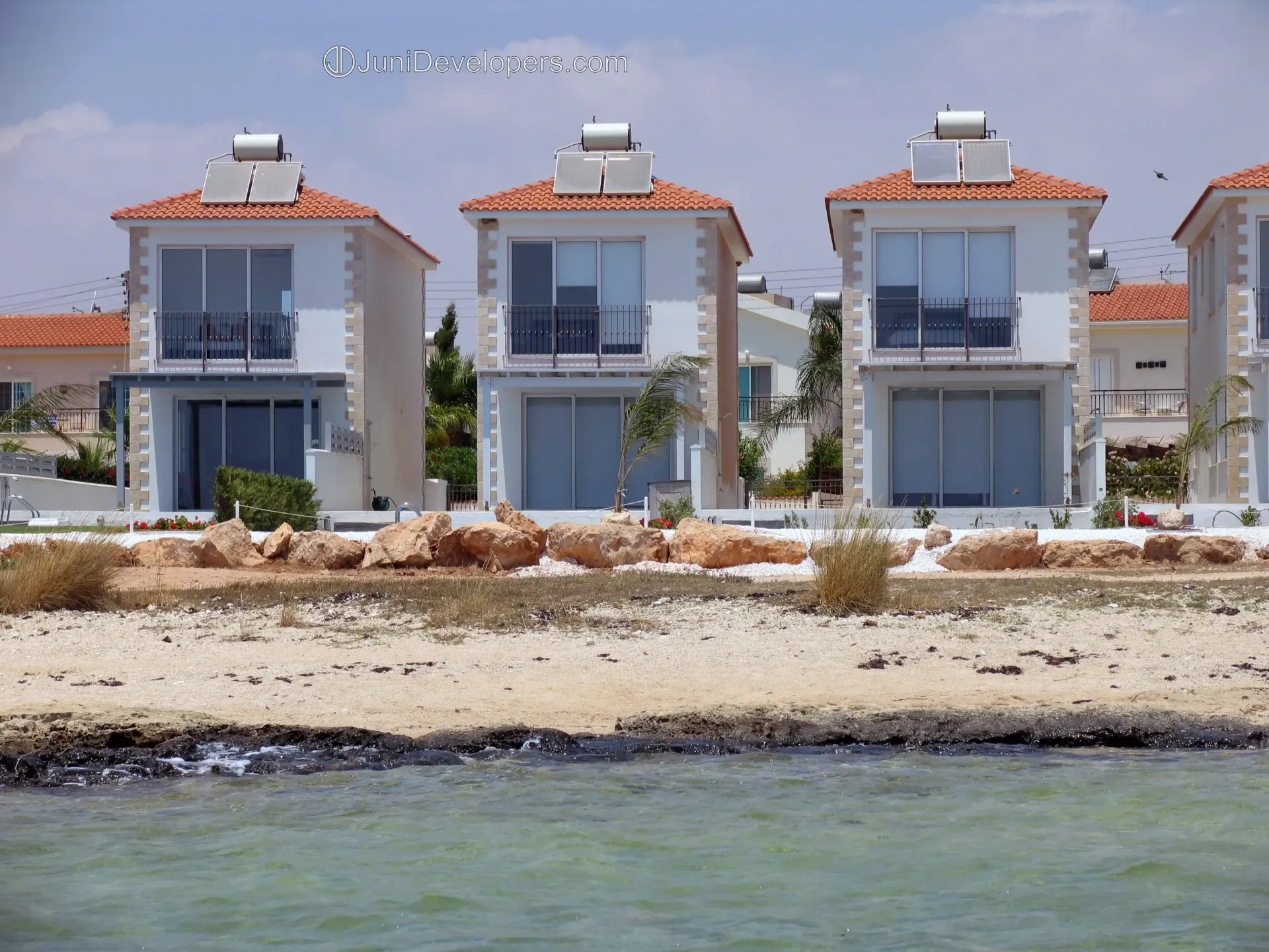 Beachfront villa in Ayia Napa resort area with large swimming pool