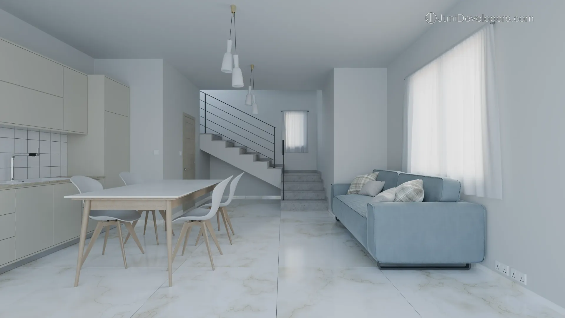 Maisonette No. 1, living room, dining room