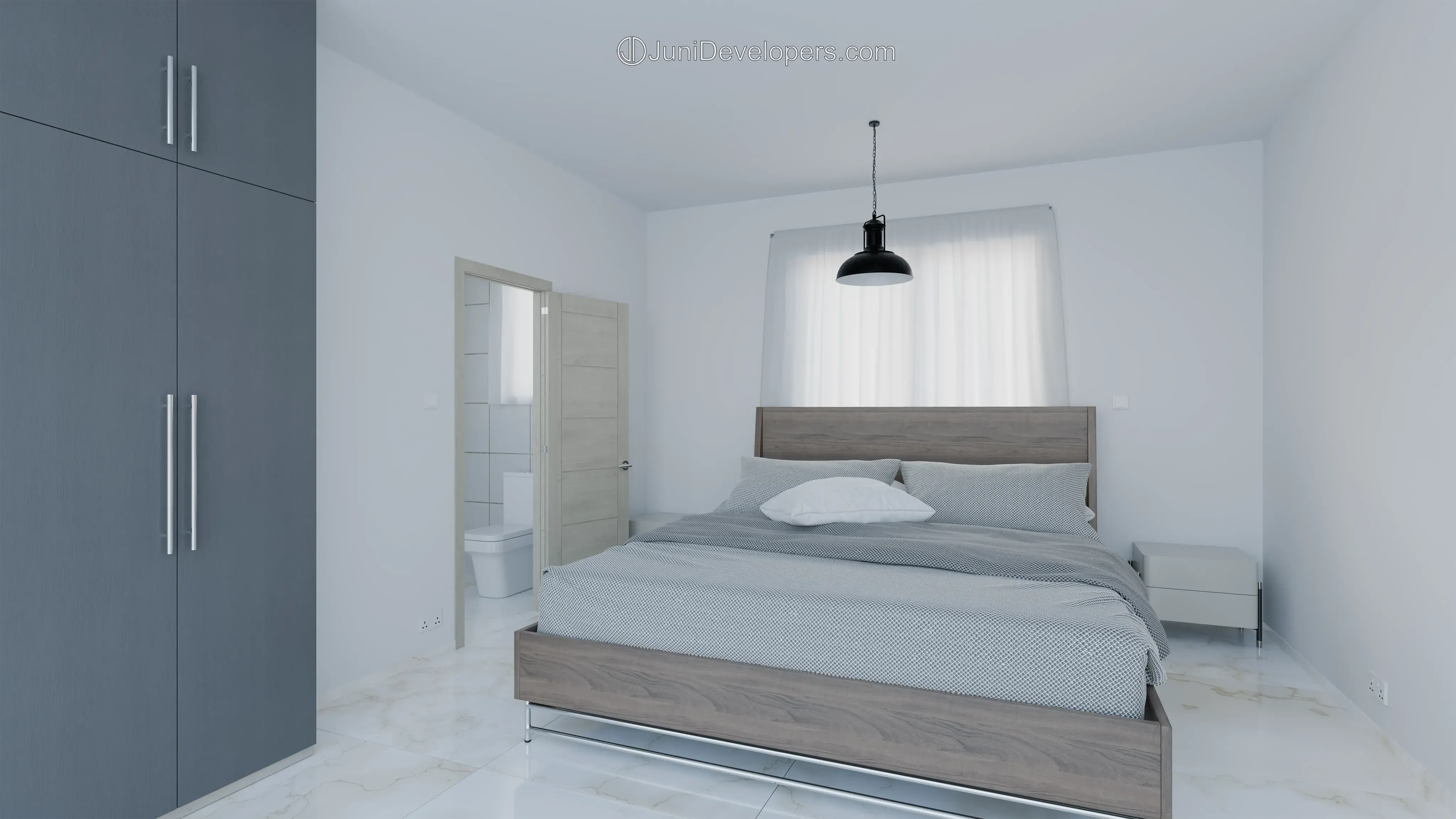 Maisonette No. 1, master bedroom with bathroom
