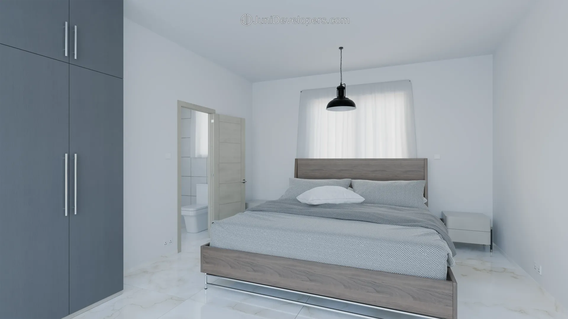 Maisonette No. 1, master bedroom with bathroom
