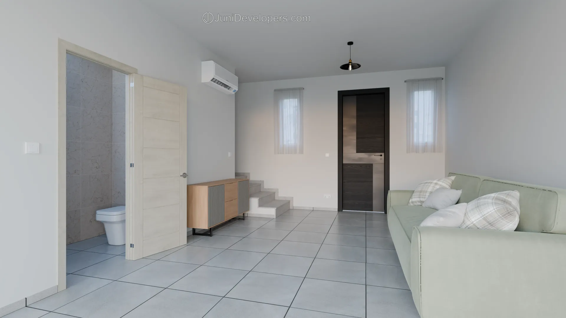 Maisonette No. 2, living room, hallway