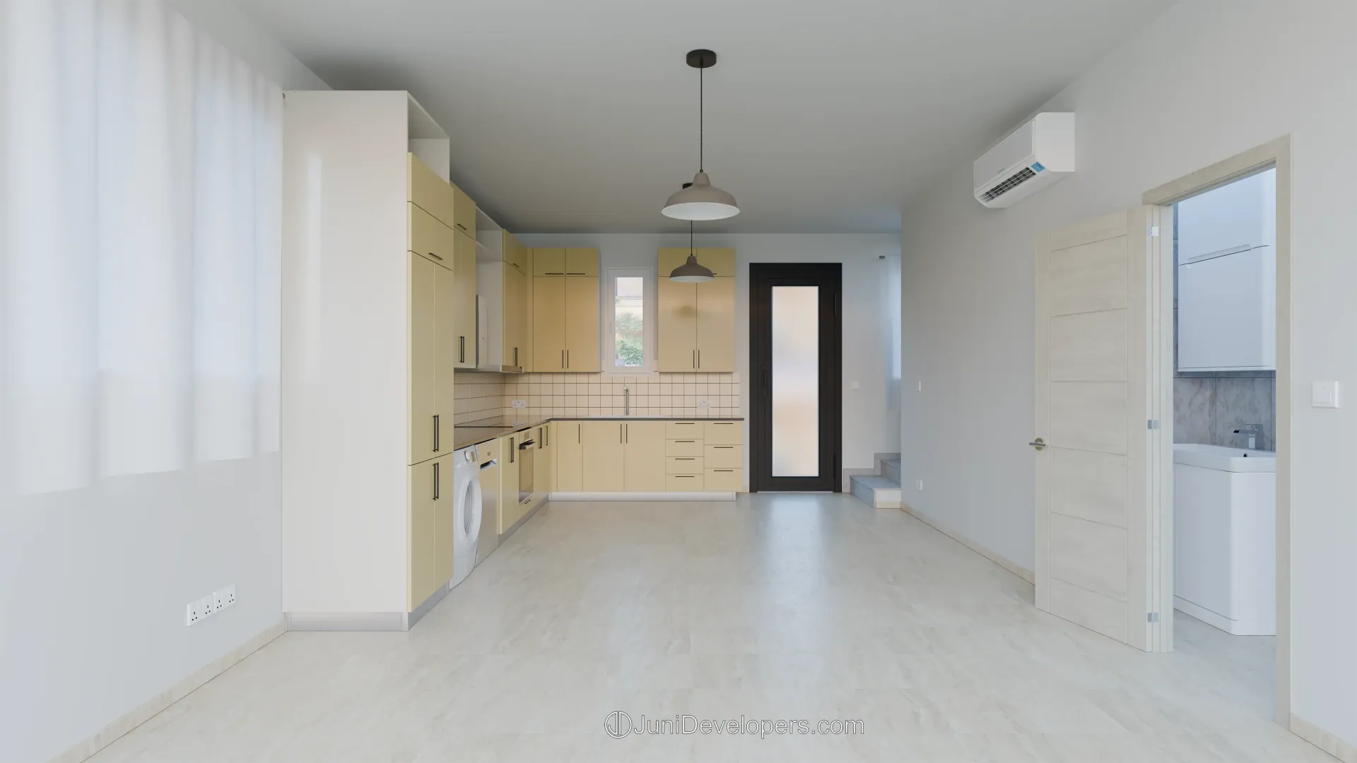Maisonette No. 5, kitchen, access to the veranda
