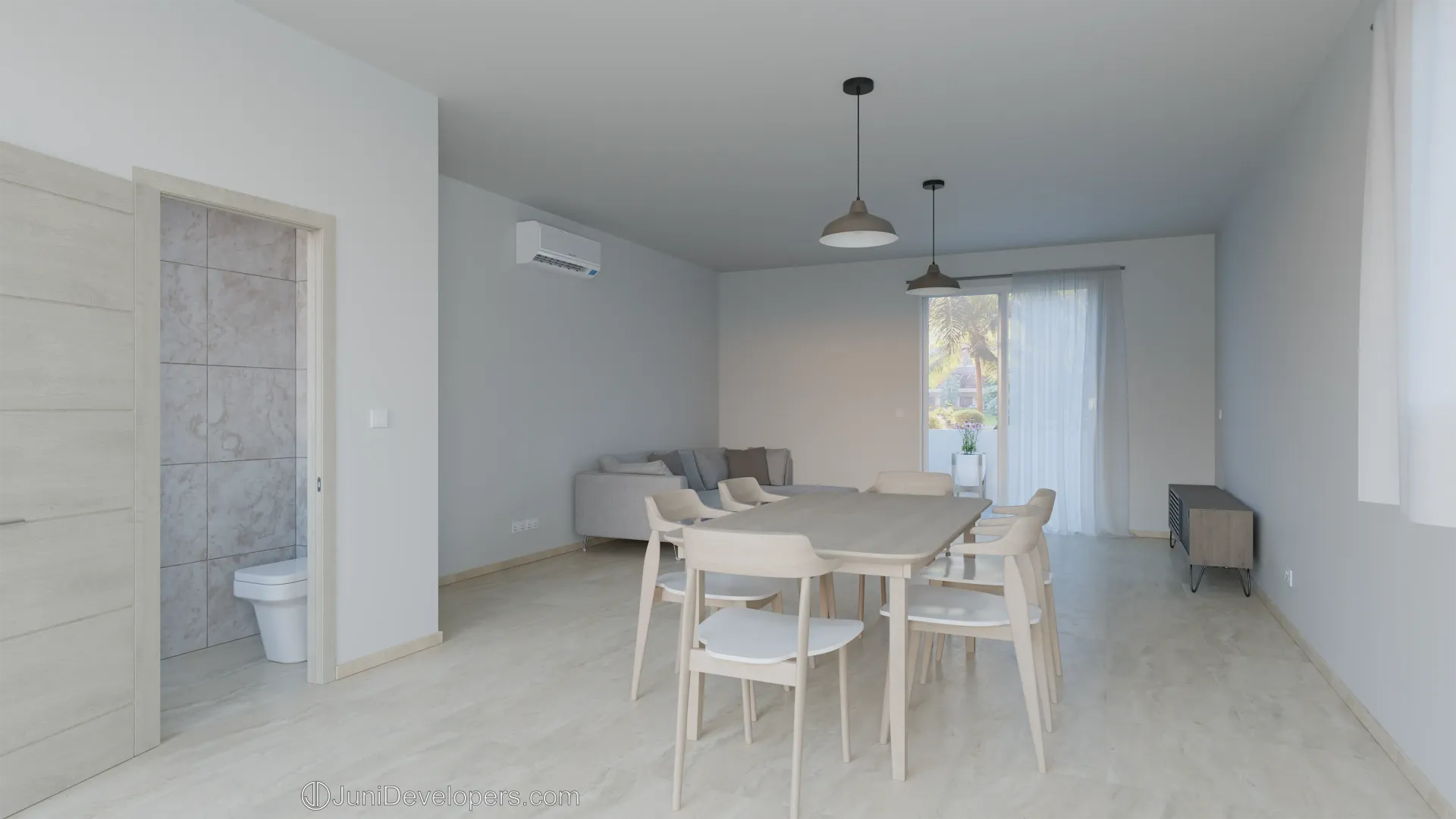 Maisonette No. 5, living room, hallway